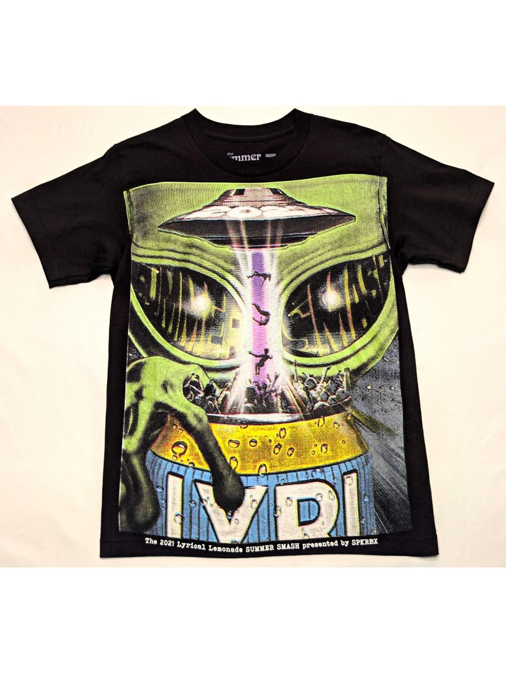 Summer Smash Lyrical Lemonade 2021 SPKR BX Black Graphic Tee Crew Neck Cotton S
